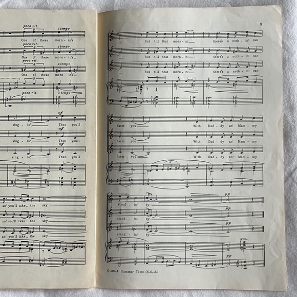 Porgy and Bess Summer Time Sheet Music Gershwin - Picture 4 of 4